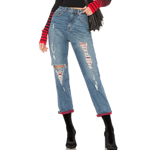 RUNWAY COLLECTION Tommy HILFIGER x GIGI HADID womens jeans Sz 27 DISTRESS PLAID - Picture 14 of 14